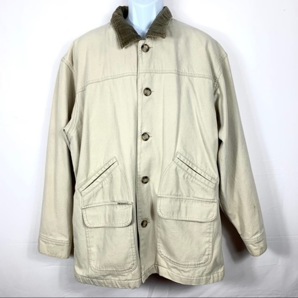 Columbia Unisex Heavy Jacket Beige zipper Sz L - Picture 6 of 12